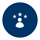 Person icon with three stars above.